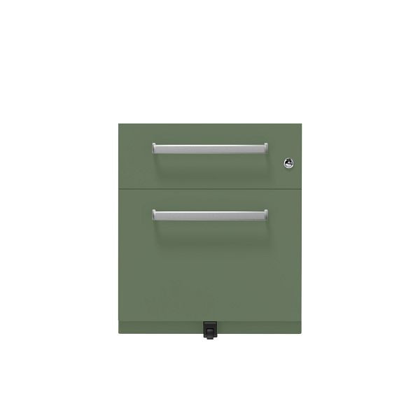 Bisley Rollcontainer Note™, 2 Schubladen, Tiefe 565 mm, Designgriff, 623 olivgrün, NWH59M7SF623