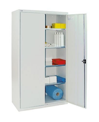 stumpf Flügeltürenschrank Esta, mit 4 Fachböden verzinkt, Korpus und Türen lichtgrau, B 1000 mm, H 1800 mm, 251880