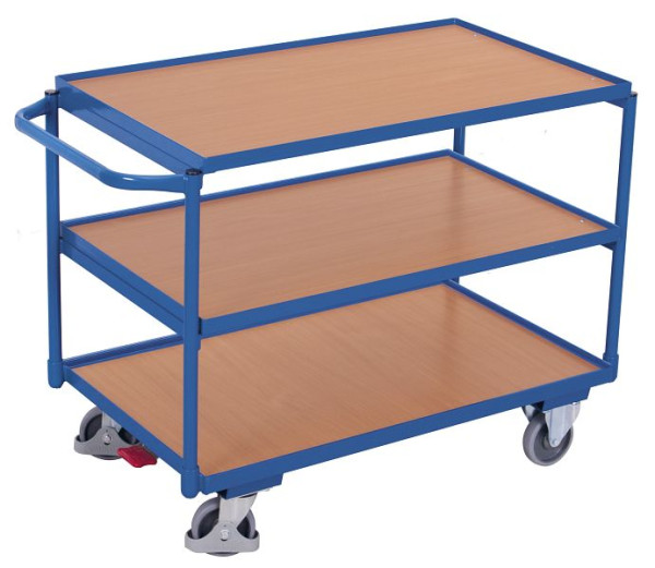 VARIOfit Tischwagen mit 3 Ladeflächen, Außenmaße: 1.025 x 525 x 850 mm, RAL 5010 enzianblau, sw-500.603