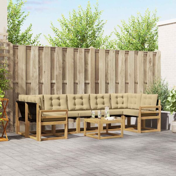 vidaXL Outdoor-Sofagarnitur mit Kissen 8-teilig Weiß und Beige, 3389311