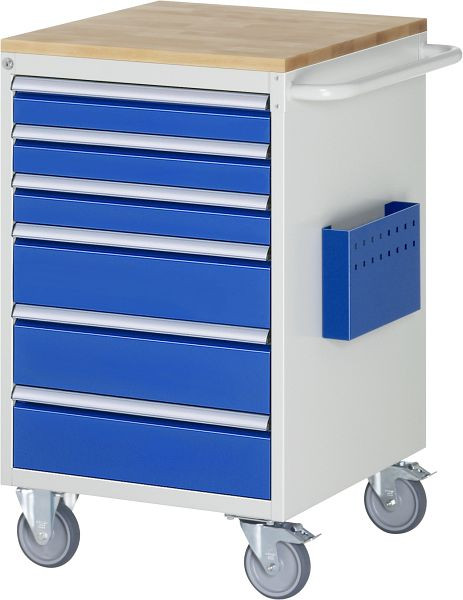RAU Montagewagen Serie 7000, B580 x T650 x H975 mm, Buche-Massiv-Arbeitsplatte, Schubladen: 3xH90, 3xH150 mm, 15-L5.9A-B.11