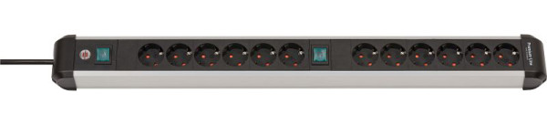 Brennenstuhl Premium-Alu-Line Steckdosenleiste 12-fach 3m H05VV-F 3G1,5 2x 6-fach schaltbare Steckdosen, 1391030200