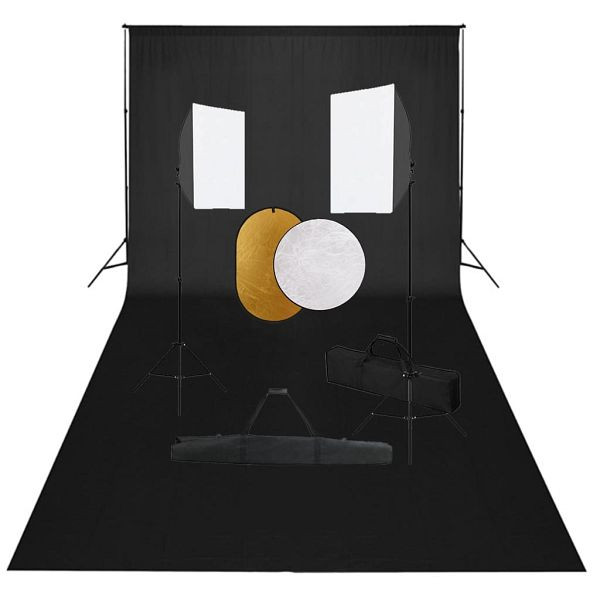 vidaXL Fotostudio-Set mit Softboxen, Hintergrundsystem und Reflektor, 3067058