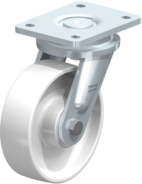 Blickle LO-PO 160K Stahlgeschweißte Schwerlast-Lenkrolle, Polyamid, Weiß, 642868