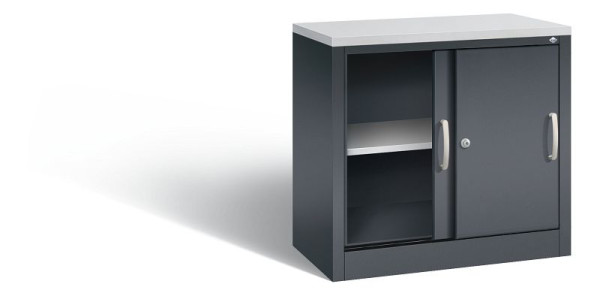C+P Sideboard mit Schiebetüren Acurado, H720xB800xT400mm, Farbe: Schwarzgrau, Bügelgriff, 2 OH, 5722-00 S10390