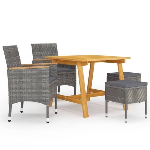 vidaXL 5-tlg. Garten-Essgruppe Grau, Top-Qualität, 3068696