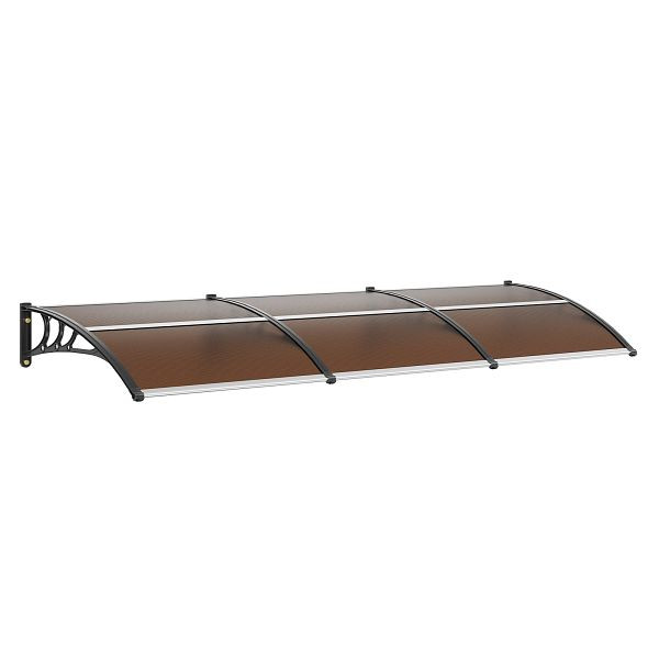VEVOR Vordach Haustür 965x2975mm Überdachung UF50+ PC-Sonnenschutzfolie + ABS-Halterung + Aluminium-Verbinder UV-beständig Braun, MCZYPYCZ40120RAR3V0