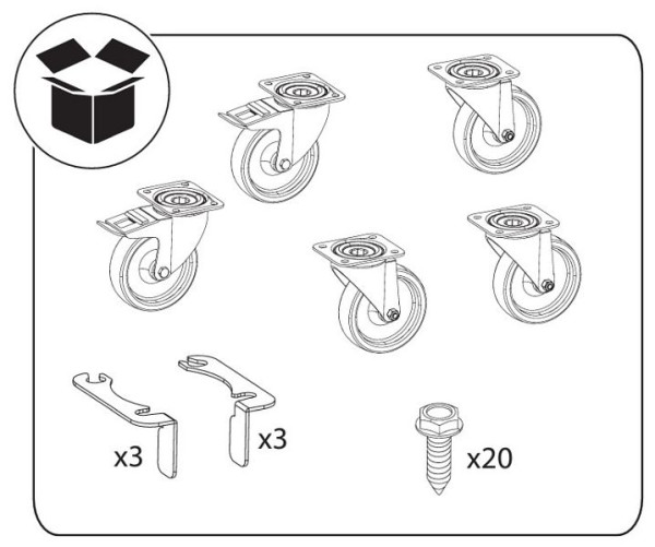ALPENINOX Rollen, Höhe in mm: 150, für die Serien CL 650 und CL 700 mit 4 Abteilen, VE: 5 Stück, 402881194