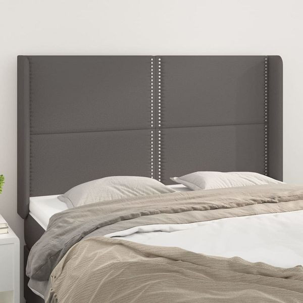 vidaXL Kopfteil mit Ohren Grau 147x16x118/128 cm Kunstleder, 3119534