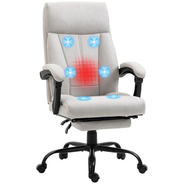 Vinsetto Massage-Bürostuhl, 111-119cm PC Stuhl mit Wippfunktion, Heizfunktion, 921-677V90LG