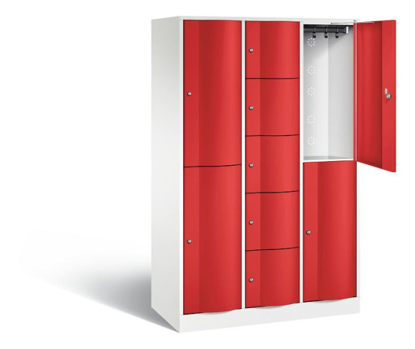 C+P Kombi-Schließfachschrank Resisto, H1950xB1148xT540mm, Farbe: Verkehrsweiß / feuerrot, 8070-3720 S10039