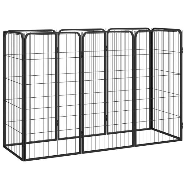 vidaXL 8-teilig Hundelaufstall Schwarz 50x100 cm Stahl Pulverbeschichtet, 3115958