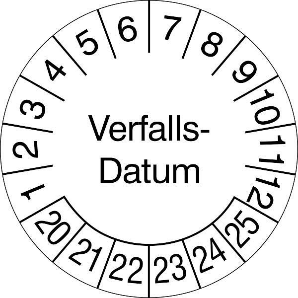 SafetyMarking Prüfplakette, Verfalls-Datum, Prüfzeitraum: 20-25, Ø 3 cm, Folie, selbstklebend, VE: 500 Stück/Rolle, 31.3691-20-25