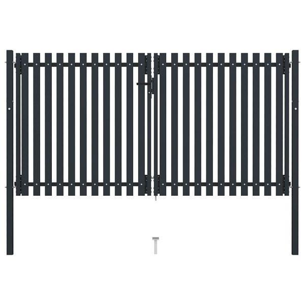 vidaXL Doppelflügel Zauntor Stahl 306x220 cm Anthrazit, 146354
