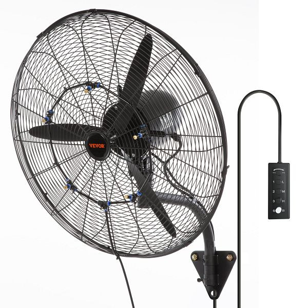 VEVOR Nebelventilator, 61,6 cm oszillierender, wasserdichter Ventilator, 3 Geschwindigkeiten, 7000 CFM, GYBGSFSYCSS24BCVOV2