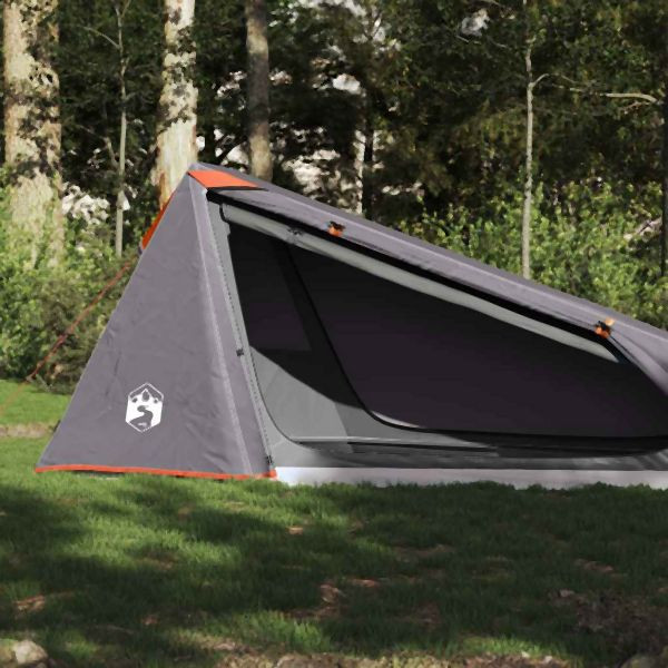 vidaXL Tunnelzelt 1 Person Grau und Orange Wasserdicht, 94610