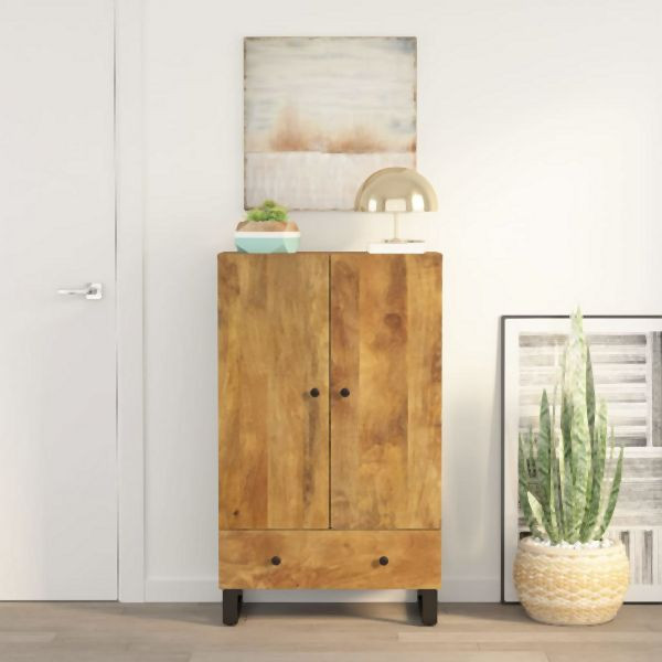 vidaXL Highboard mit Schublade 60x33x100 cm Massivholz Mango & Eisen, 352936