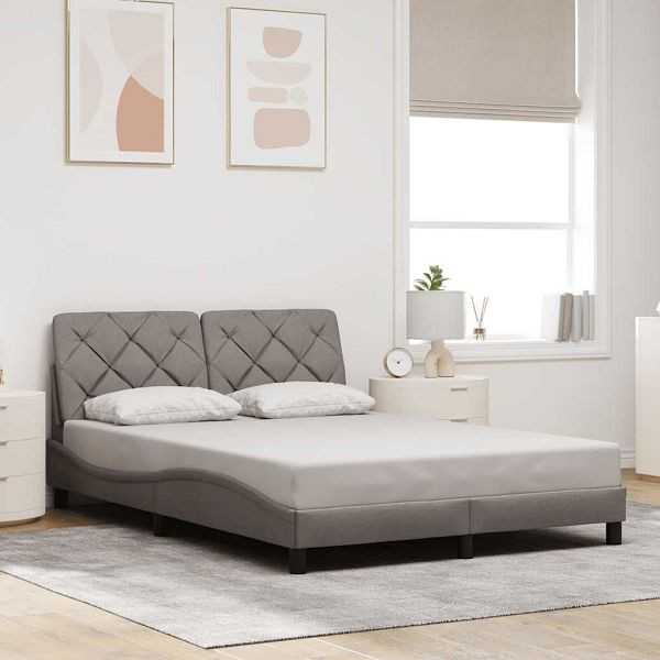vidaXL Bettgestell ohne Matratze Taupe 140x200 cm Stoff, 3310605