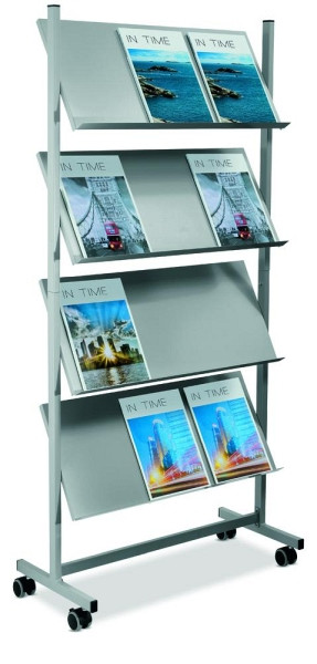 Deskin Prospektständer für 12x DIN A4, Silbergrau, 750 x 360 x 1570 mm, 271914