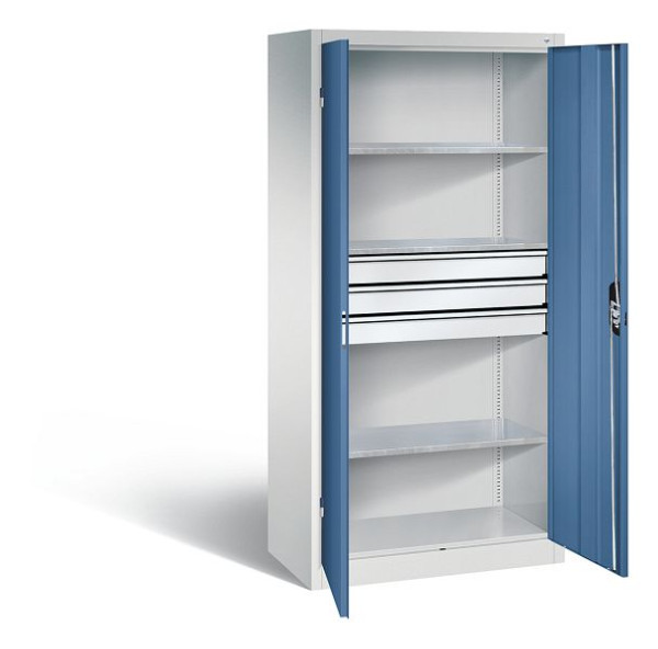 C+P Werkzeugschrank Acurado, H1950xB930xT500mm, Farbe: Lichtgrau / Fernblau, Muldengriff, 8921-5030 S10154