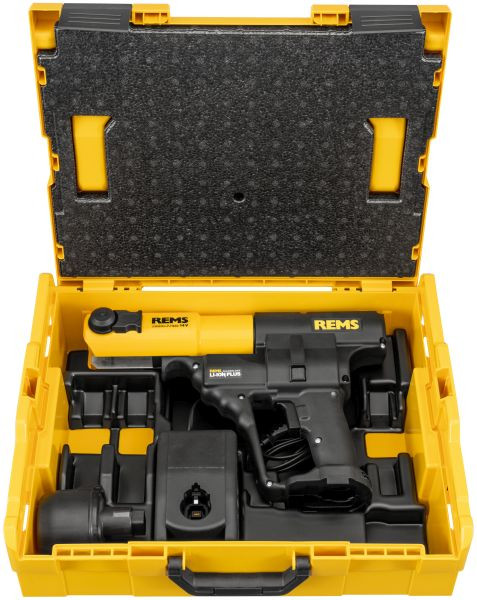 REMS Akku-Press 14V Basic-Pack L-Boxx, Akku-Radialpresse mit Abschaltsignal zur Herstellung von Pressverbindungen, 571020 R220