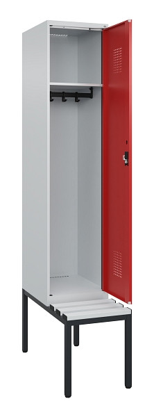 C+P Spind Evolo PLUS, 1 Abteile, 2120x400x815mm, 7035/3000, Haken 4, Zylinderschloss, Sitzfläche Kunststoff, Sitzbank, 0490507-12 S10084