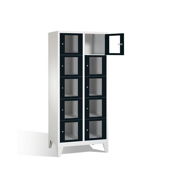 C+P Schließfachschrank Classic, H1850xB810xT500mm, Farbe: Lichtgrau / Schwarzgrau, 8010A225 S10005