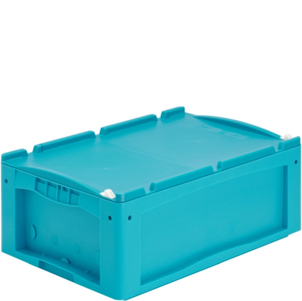 BITO Kleinladungsträger KLTD mit Deckel /KLT 64220ASDV 600x400x220 türkis, Auflagedeckel Verschluß, C0572-0032
