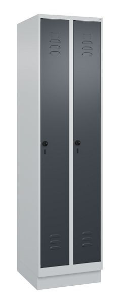 C+P Umkleidespind Classic PLUS, Sockel, 2 Abteile, 1950x500x500mm, 7035/7016, Drehriegel, 080020-29 S10008