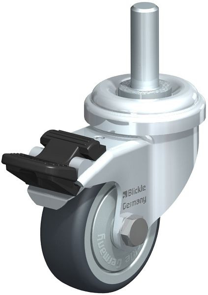 Blickle LRA-TPA 50K-FI-FK-GS10 Apparate-Lenkrolle mit Gewindestift & Feststeller, Thermoplastisches Gummi-Elastomer, Grau, 619924