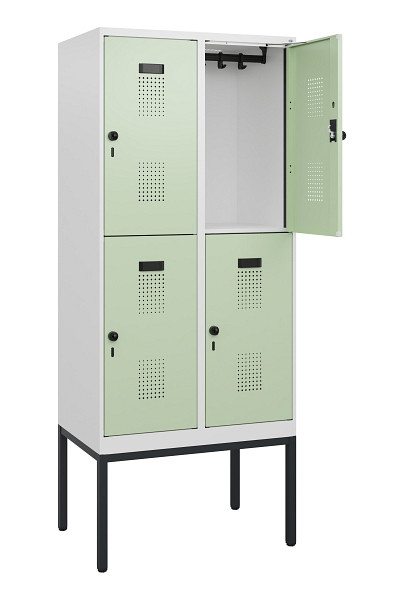 C+P Doppelstock-Spind Evolo PLUS, Gestell, 4 Fächer, 1950x800x500mm, 9016/6019, Drehriegel, 0493305-22 S10021