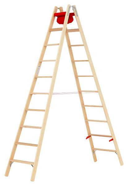 HYMER Holz-Stufenstehleiter, beidseitig begehbar, 2x10 Stufen, Länge 2,93 m, 7149920
