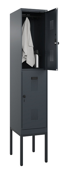 C+P Doppelstock-Spind Evolo PLUS, Gestell, 2 Fächer, 2120x400x500mm, 7016/7016, Drehriegel, 0493307-12 S10016