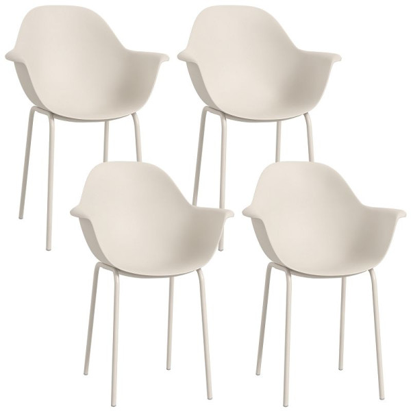 Outsunny 4er-Set Gartenstühle Outdoorstühle Gartenstuhl, Modernes Design, 59 x 55 x 84 cm, Grau, 84G-233V00GY