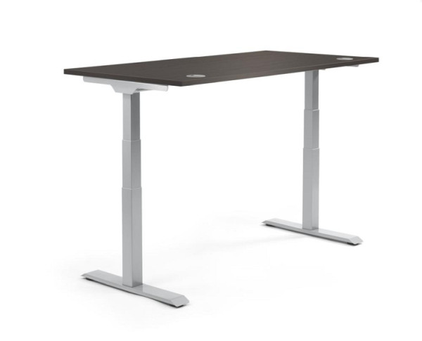 Deskin Höhenverstellbarer Schreibtisch FLEX MODUL, Eiche dunkel, 1800 x 800 x 605-1255 mm, Gestell: Alusilber, 346520