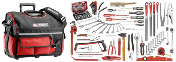 Facom Werkzeugset in Toolbox, Werkzeugset in BS.R20, inkl. 1 Schlosserhammer mit Holzstiel, 32 mm (200H.32), BSR20.SG4A