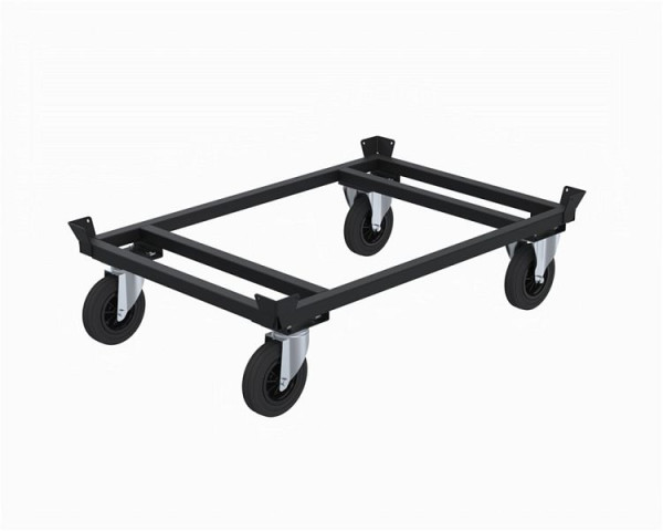 Kongamek Palettenwagen niedrig, Schwarz, P-Lenker, Bremse, mit Palettenhalter, KM217-PSB