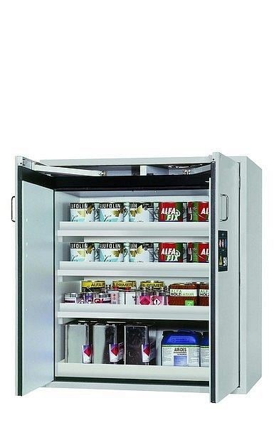 asecos Sicherheitsschrank S-CLASSIC-90, S90.129.120.WDAS in lichtgrau RAL 7035 mit 3x Wannenboden Standard (Polypropylen), 30122-001-30166