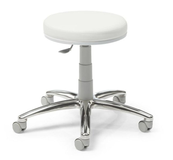 Deskin Arbeitsdrehhocker MED DOK, Fußkreuz mit Rollen, Bezug Kunstleder, Farbe weiß, 346330