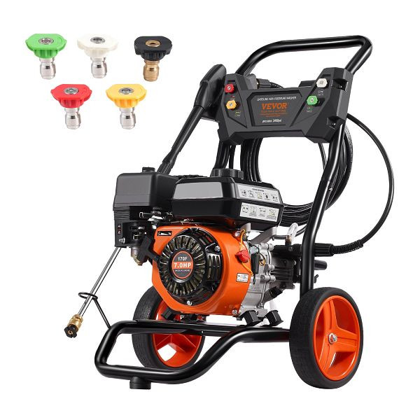 VEVOR Benzin Hochdruckreiniger 3400PSI, 2,6GPM mit 5 Düsensatz für Autos vertikal, RYGYQXJLBLS12CK4AV0