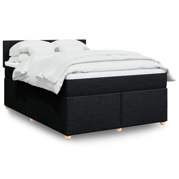 vidaXL Boxspringbett mit Matratze Schwarz 140x190 cm Stoff, 3286677
