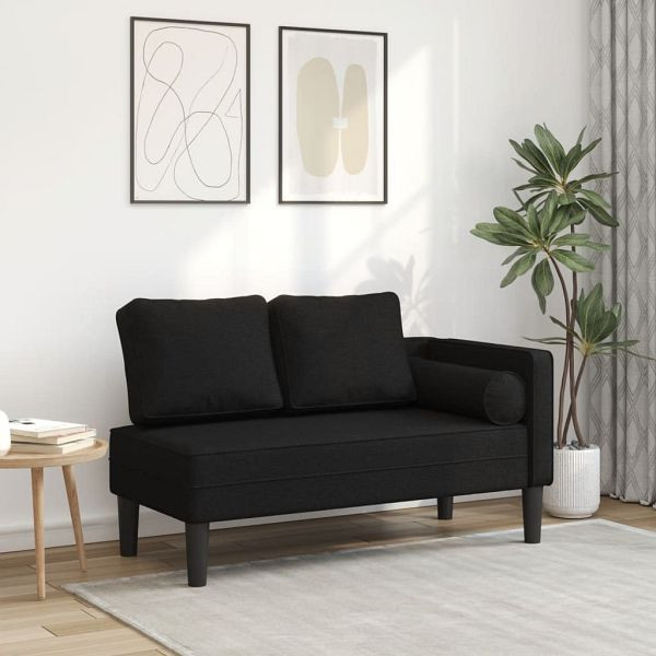 vidaXL Chaiselongue mit Kissen Schwarz Stoff (100% Polyester), 4007581