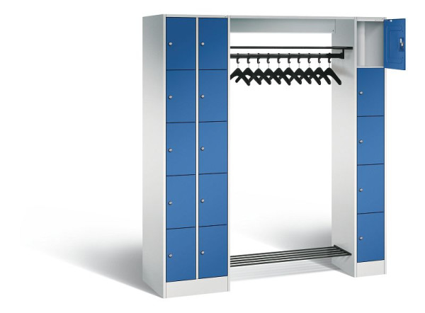 C+P Offene Garderobe Serie 8070, H1950xB2100xT480mm, Farbe: Lichtgrau / Enzianblau, 80730-00 S10006