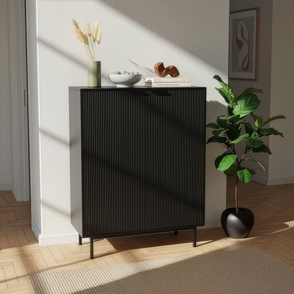 HOME DELUXE Sideboard NYLA Schwarz - 115 x 90 cm, 74304