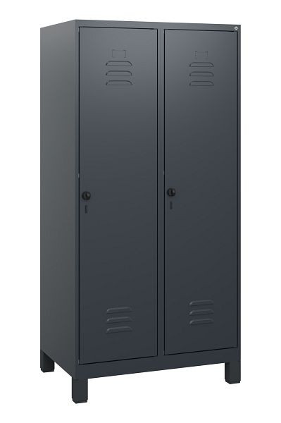 C+P Umkleidespind Classic PLUS, Füße, 2 Abteile, 1630x800x500mm, 7016/7016, Drehriegel, 0800105-22 S10012