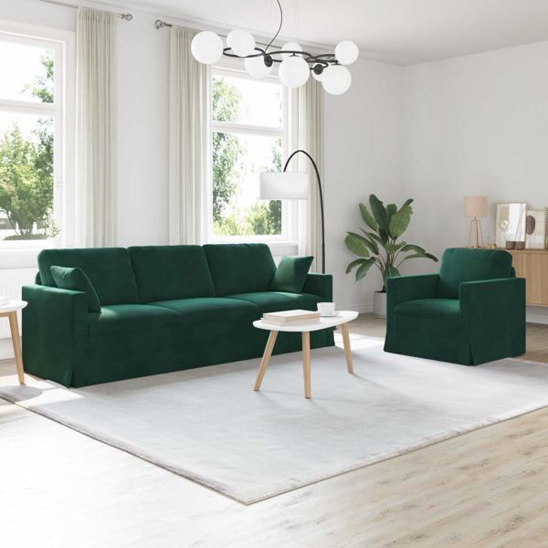 vidaXL Sofa 2-teilig Dunkelgrün 228 x 78 x 80 cm Samt, 3407627