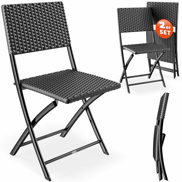 casaria Polyrattan Klappstuhl Rom 2er-Set Anthrazit, 110238