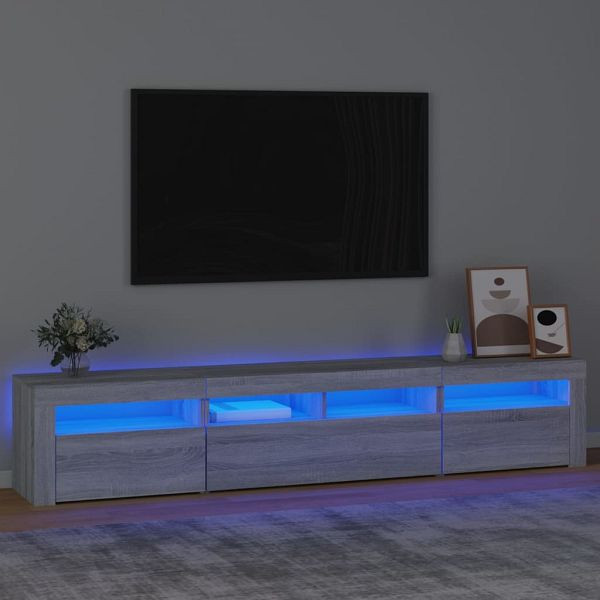 vidaXL TV-Schrank mit LED-Leuchten Grau Sonoma 210x35x40 cm, 3152736