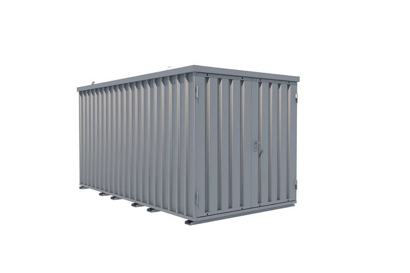 BOS Schnellbaucontainer 4x2 m, 2-flügelige Tür auf der 2 m-Seite, mit Staplerentladung, SC3000-4x2-SZ+STAP