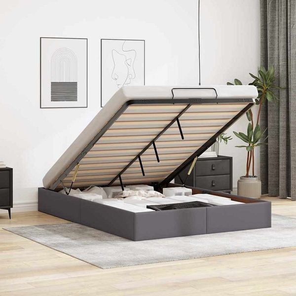 vidaXL Ottoman-Bett ohne Matratze Grau 140x190 cm Kunstleder, 3310802
